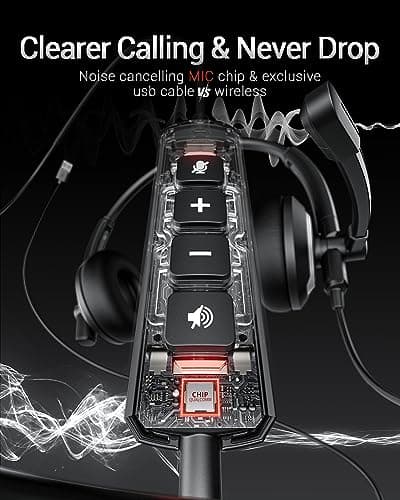 awatrue Computer Headset with Microphone USB Headphones for PC - Noise Cancelling Mic Wired Headphone Headsets Office Head Laptop Work Ear Speaker Call Set Stereo Control Service 3
