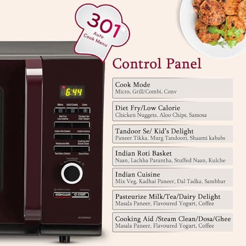 LG 32 L Convection Microwave Oven (MC3286BRUM, Black, 360° Motorised Rotisserie for Bar-be-queing, 301 Auto Cook Menu, Stainless steel cavity, Indian Cuisine, Tandoor Se, Steam Clean & Diet Fry) 5