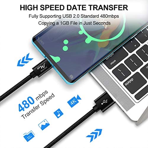 Wayona Type C 65W/3A Nylon Braided Super Fast Charging Data Transfer Cable Compatible for iPhone 15 Series, iPad, Samsung S24, S23, S22, S21, S20 M34, M15 (6 FT Pack of 1, Black) 5