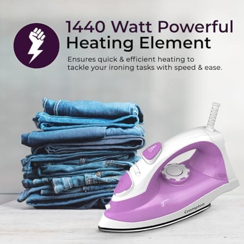 Crompton Fabrimagic Neo 1440 W Steam Iron with 200 ml water tank, Upto 15g /min Steam Output with Vertical Steaming and Non-Stick Soleplate (Blue), 6 Fabric Settings (ACGSI-FABRIMNEO144) 3