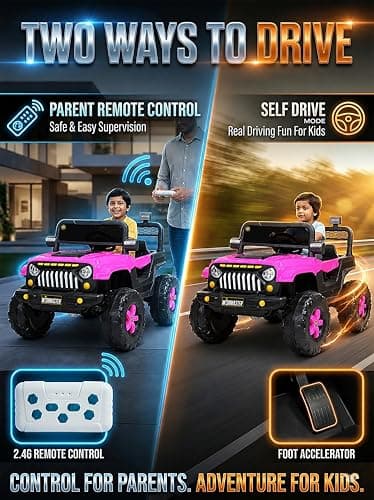 Wishmaster Electric Ride-On Car for Kids – Big Wheels, Single Seat, Music & LED Lights | Off-Road Adventure Jeep| Kids Driving EV Cars | 6 Month Warranty | Baby Cars 3