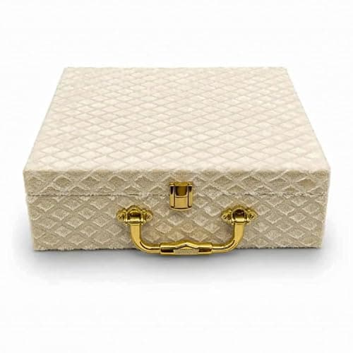 Bubs Spun Bangle Organizer Box for Women, 3 Rod Bridal Chudi Storage Box with Handle & Lock, Premium Velvet Bangle Holder for Bangles, Chudi, Kada & Bracelets, Beige 5