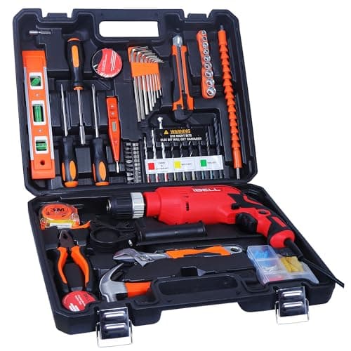 IBELL Professional Tool Kit with Impact Drill IBL TD13-100 R2, 650W, Copper Armature, Chuck 13mm Keyless Auto, 115 Home Essential Tools/Accessories- 6 months warranty
