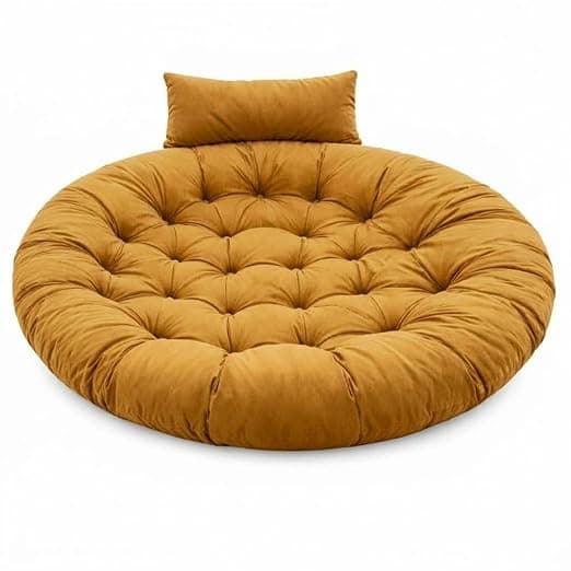 Hanging Chair Cushion for Egg Swing Chair | Thick Soft Seat Pad | Balcony Chair Cushion | Outdoor Indoor Cushion | Cushion for Garden Patio (Honey, Round Cushion)