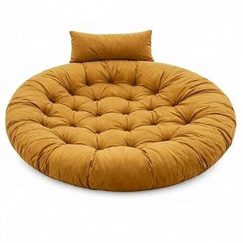 Hanging Chair Cushion for Egg Swing Chair | Thick Soft Seat Pad | Balcony Chair Cushion | Outdoor Indoor Cushion | Cushion for Garden Patio (Honey, Round Cushion)