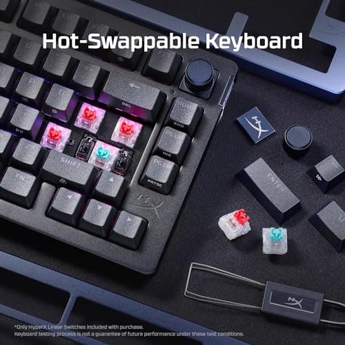 HyperX Alloy Rise – Hot-Swappable Mechanical Gaming Keyboard, PC, Ambient Light Sensor, Gasket Mounted, HyperX Linear Switches 3