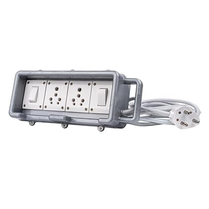 16A Heavy Duty Power Extension Board Box with 10 Meter 2.5 Sq Mm 3 Core Copper Cable | 2 Socket & 2 Switch | for EV Charging, Fridge, Computer & Home Appliances (240V) (10 Meter Cable)
