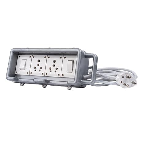 16A Heavy Duty Power Extension Board Box with 10 Meter 2.5 Sq Mm 3 Core Copper Cable | 2 Socket & 2 Switch | for EV Charging, Fridge, Computer & Home Appliances (240V) (10 Meter Cable)