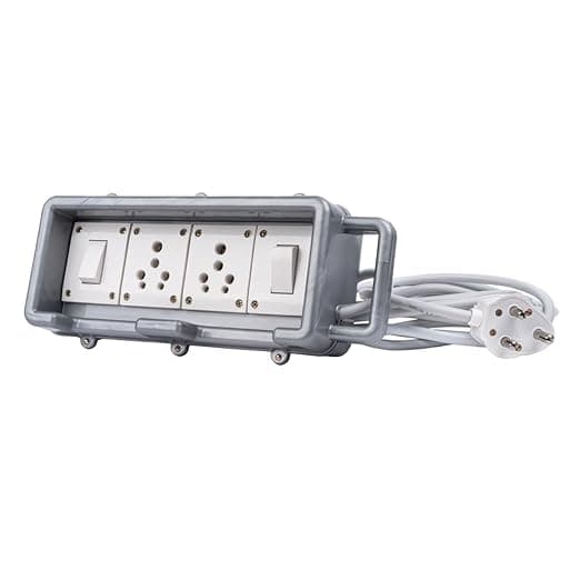 16A Heavy Duty Power Extension Board Box with 10 Meter 2.5 Sq Mm 3 Core Copper Cable | 2 Socket & 2 Switch | for EV Charging, Fridge, Computer & Home Appliances (240V) (10 Meter Cable)