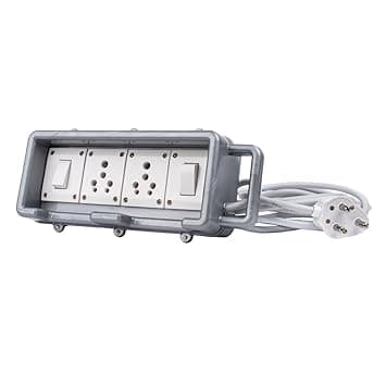 16A Heavy Duty Power Extension Board Box with 10 Meter 2.5 Sq Mm 3 Core Copper Cable | 2 Socket & 2 Switch | for EV Charging, Fridge, Computer & Home Appliances (240V) (10 Meter Cable)