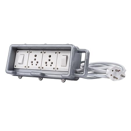 16A Heavy Duty Power Extension Board Box with 10 Meter 2.5 Sq Mm 3 Core Copper Cable | 2 Socket & 2 Switch | for EV Charging, Fridge, Computer & Home Appliances (240V) (10 Meter Cable)