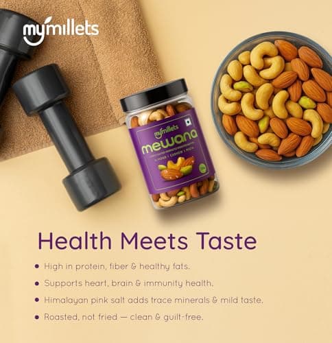mymillets Dry Fruits Mix 200g Roasted Salted Almonds Cashews Pistachios | Premium Mixed Nuts Protein Rich Healthy Snack Jar | Crunchy Nut Combo Energy Food Travel Office Gifting 4