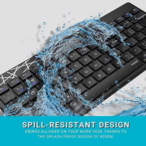 Rapoo 8000M Multi-Mode Keyboard and Mouse Set Bluetooth 3.0/4.0 Wireless 2.4 GHz 1300 DPI Combo- Black 3