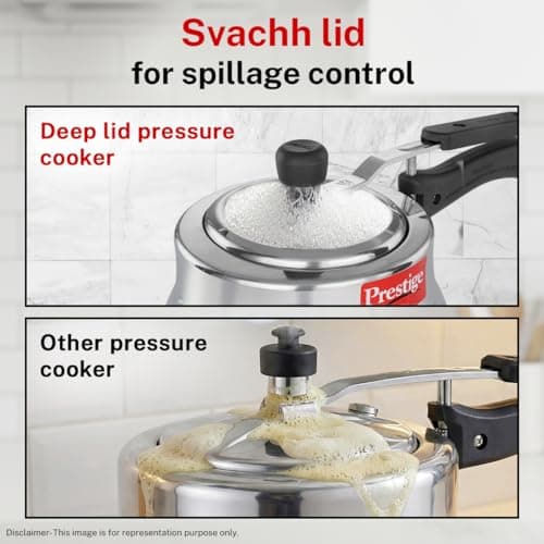 Prestige 3 Litre Aluminium Nakshatra+ Svachh Innerlid Pressure Cooker Handi|Deep lid for spillage control|Virgin Aluminium|Induction Compatible|Metallic Safety Plug|5 Years warranty|ISI Certified 4