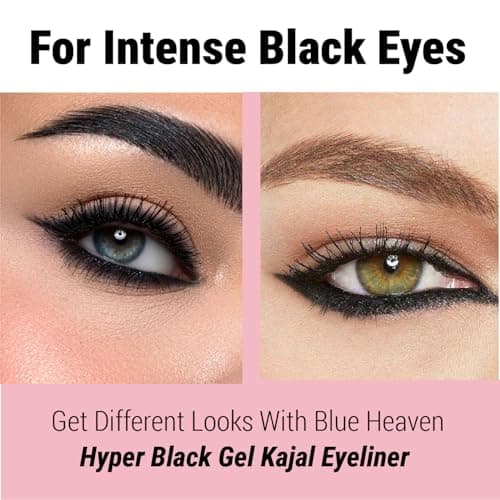 Blue Heaven Hyper Black Gel Kajal Eyeliner Enriched with Vitamin E & Almond Oil | Smudge-Proof & Waterproof | Smooth Glide Kajal For Women With Sharpener | 24 Hrs Long Stay,1.5g 4