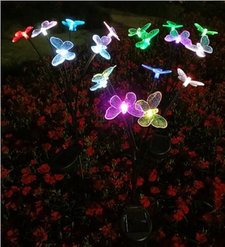 GIGAWATTS GW-910 Butterfly Solar Garden Light | 8 LED Solar Light Outdoor Garden String Light with 600mAh Battery, IP65 Waterproof Fairy Lights for Lawn & Patio Decoration (Pack of 1, Multicolor)