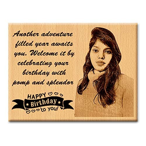Incredible Gifts India Personalized Wooden Happy Birthday Frame for girlfriend (10 X 8 Inch) Rectangular, Wall Mount