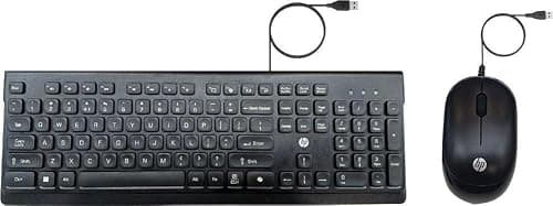 HP 115 Wired Keyboard and Mouse Combo | USB Plug & Play Full-Size Keyboard with Optical Mouse | Standard Multi-Device Keyboard Compatible with Desktop, Laptop, Windows PC | Black