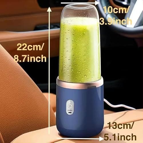 H-Duka Portable Blender Electric Juicers Fruit Mixers USB Rechargeable Smoothie Mini Personal Juicer 6 Blades 3Gears With 1500 Mah Rechargeable Battery (Blue) (Blue) 2