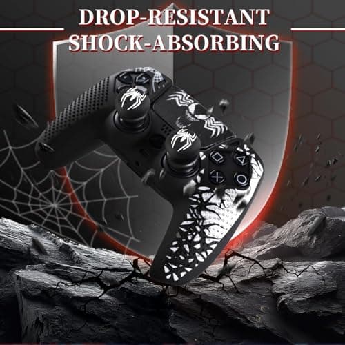 LATALI Anti-Slip Cover Compatible with PS5 Controller, Silicone Skin & Grip Cover with Thumb Grips, Touchpad Sticker - Protective Case/Non-Slip PS 5 Controller Accessories Kit (Venom Edition) 3