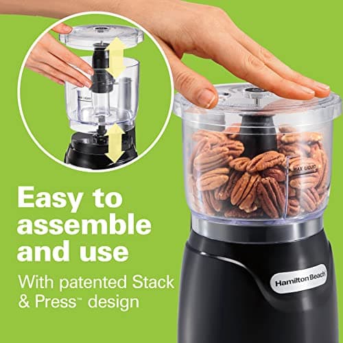 Hamilton Beach (72850) Food Processor Mini Chopper, 3 Cup, Electric, Black, 350 Watts, Pack of 1 2