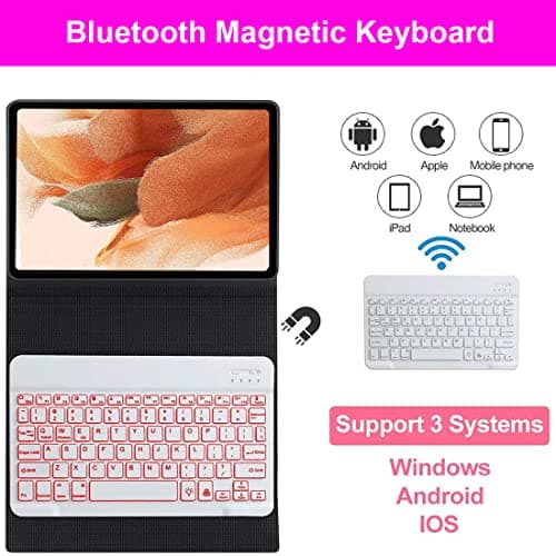 Keyboard Case for Samsung Galaxy Tab S10+ Plus/ S9FE Plus/ S9 Plus/ S9+/ S8+/S8 Plus/ S7 FE/S7 Plus/S7+ 12.4 Inch, Smart Wireless Keyboard Case with Pen Holder (Rose Gold) 4