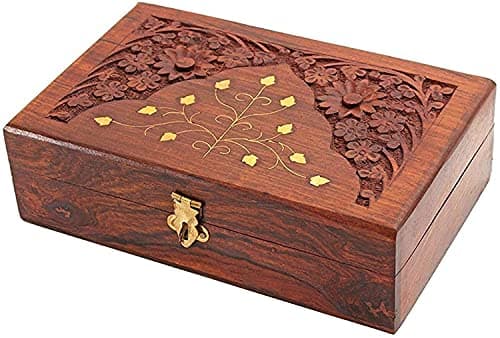 MOON CRAFT Wooden Jewelry Box Organizer - Classical Wood Jewlery Box Jewelery Storage Box Case Holder Jewellery - Carved 2
