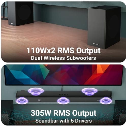 ZEBRONICS Juke BAR 9900 Soundbar, 725 Watts, DTS X, Dolby Atmos, 5.2.4 CH, 2X Wireless (Subwoofer & Satellites), BT v5.3 | HDMI eARC | Optical in | AUX | USB, RGB LED, Wireless UHF Mic, Deep Bass 5