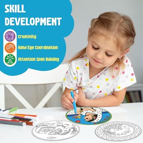 SparkLPlay DIY Madhubani Art Kit for Kids. Coloring Set with - 6 Magnetic Cutouts, 12Color Pens & Booklet. Creative Art & Craft. Mess Free. Gifts for Kids. 5