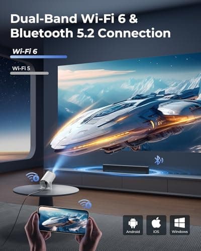 CLOKOWE Mini Projector with WiFi and Bluetooth - Built-in Apps, Smart Portable Projector with 180° Rotation, Auto Keystone, Support 1080P, Compatible with HDMI/USB/TV Stick/Smartphone/Laptop 5