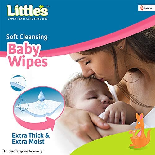Little's Soft Cleansing Baby Wipes with Lid | 80 Wipes x Pack of 3 - 240 Wipes | Extra Thick & Moist Wet Wipes for Baby's | Prevents Rashes & Redness with Goodness of Aloe Vera, Vitamin E & Jojoba Oil 5