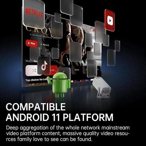 Smart Portable Projector with Wireless Display Casting, HD LED Projector for Mobile Phone, Tablet, Laptop Home Theater 5