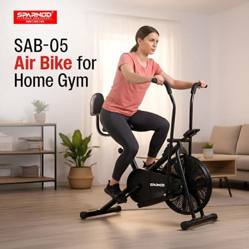 Sparnod SAB-05 Air Bike Exercise Cycle for Home Gym with Back Support | Full Body Workout – Arms & Legs Dual Action | Adjustable Resistance | 120 KG Maximum User Weight & 1-Year Warranty 2