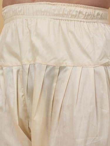 KRAFT INDIA Men's Silk Blend Beige Elastic Waistband Patiala Salwar For Kurta, Size- X-Large 4