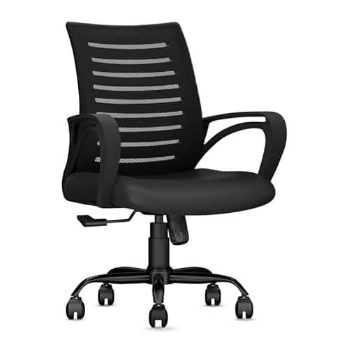 CELLBELL Desire C104 Mesh Mid Back Chair | Ergonomic Office, Study, Revolving, Computer Chair for Work from Home Heavy Duty Metal Base, Seat Height Adjustable (Black) 6