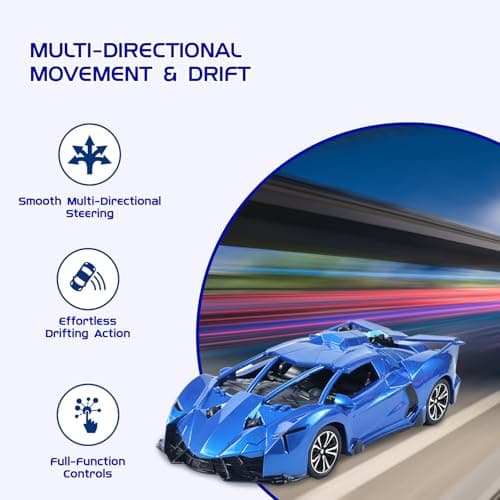 Amazon Brand - Jam & Honey Remote Control Car for Kids | High-Speed RC Car with Rechargeable Lithium Battery | Type-C Charging | LED Headlights | Blue 4