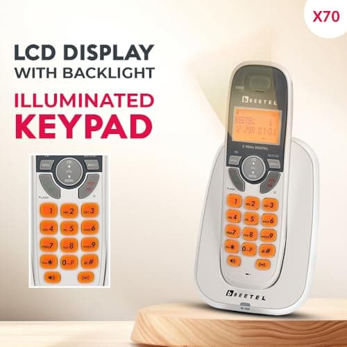 Beetel X70 Expandable Cordless Landline Phone, 2.4GHz Frequency, 2 Way Speaker Phone, Ringer Volume, LED Notification for Ringer and Charging (X70)(White) 3