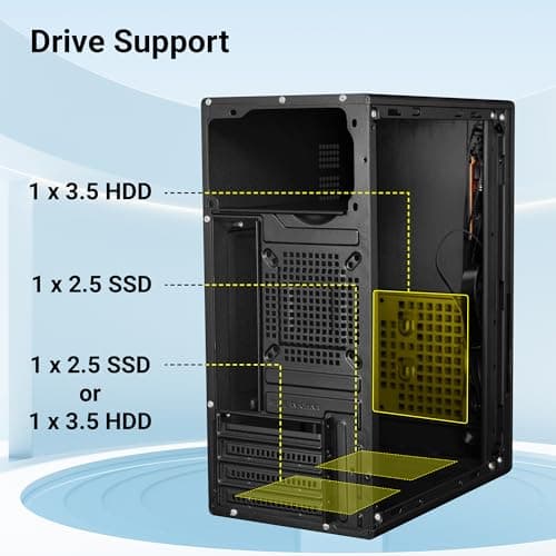 Zebronics Grace, Computer Chassis, Micro ATX/Mini ITX, USB x 2, Front Audio, Perforated Side Panel, Textured Front Panel, Top-Mounted PSU 4
