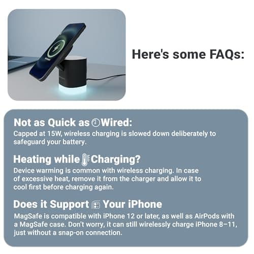 Zebronics 3-in-1 Wireless Foldable Charging Pad with 23W Output, MagSafe Compatible, Fast Charging, Built-in Protection, FOD, 1m Type-C Cable, for iPhone 16/15/14/13/12 Series(MagBoost 50,Matt Black) 5