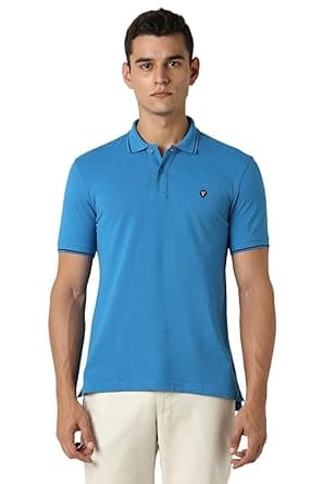 Van Heusen Men's Cotton Solid Regular Fit Collar Polo T-Shirt
