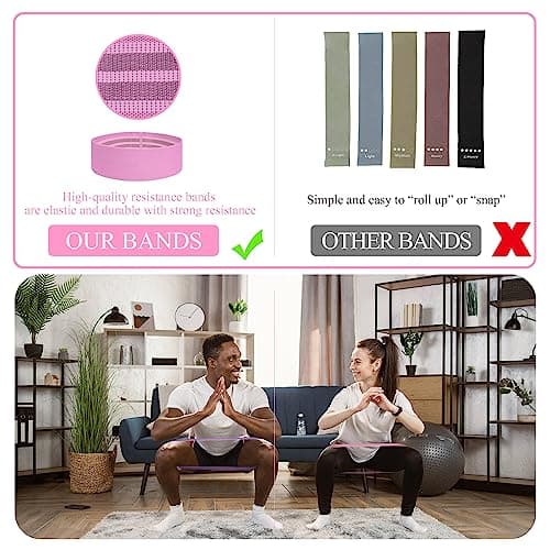 PLEASION Fitness Band Resistance Bands, Anti-Slip Resistance Loop Band Fabric Set Hip Legs Sports Elastic Spoil Band Training Band for Yoga Crossfit Gymnastics etc 5
