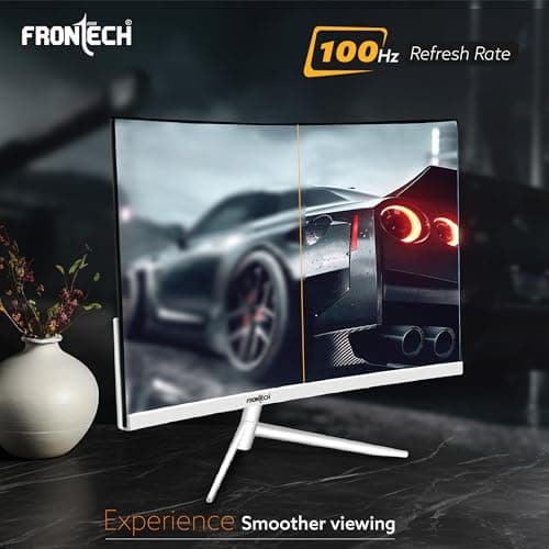 FRONTECH Ultima Series 24 Inch Curved LED Monitor| Refresh Rate 100Hz, VA Panel, 1800R Curve | Full HD 1080p, Bezel Less Design | HDMI & VGA Ports (MON-0080, White) 2
