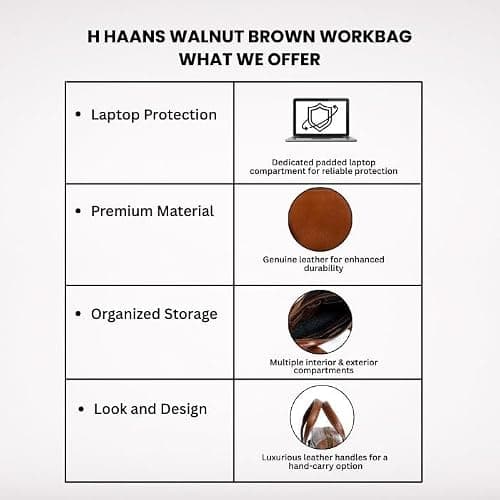 H HAANS - The Leather Store Walnut Brown Messenger Work Bag | Genuine Leather | Stylish & Durable | Everyday Use 2