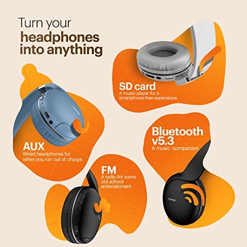 Noise Two Wireless On Ear Headphones with 50 Hours Playtime, Low Latency(up to 45ms), 4 Play Modes, Dual Pairing, BT v5.3 (Serene Blue) 5