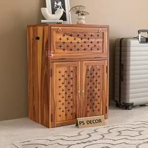 PS DECOR Solid Wooden Inverter Battery Cabinet | Single Battery Box | Wooden Inverter Battery Cabinet | Battery Box | Sheesham Wood, Standard (Natural Finish)
