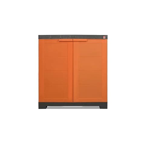 Cello Novelty Compact Plastic Shoe Rack with Dustproof Doors| 3 Year Warranty | Chappal/Slipper/Footwear Stand for Home, Living Room, Office, Outdoor| Orange & Brown Colour
