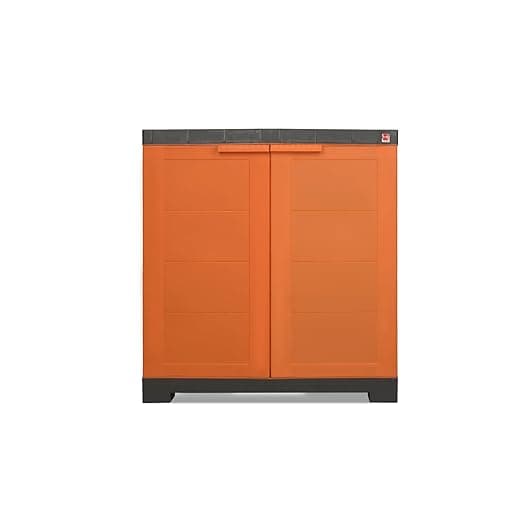 Cello Novelty Compact Plastic Shoe Rack with Dustproof Doors| 3 Year Warranty | Chappal/Slipper/Footwear Stand for Home, Living Room, Office, Outdoor| Orange & Brown Colour