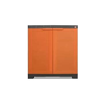 Cello Novelty Compact Plastic Shoe Rack with Dustproof Doors| 3 Year Warranty | Chappal/Slipper/Footwear Stand for Home, Living Room, Office, Outdoor| Orange & Brown Colour