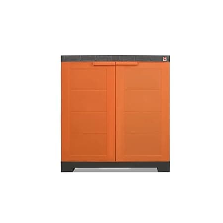 Cello Novelty Compact Plastic Shoe Rack with Dustproof Doors| 3 Year Warranty | Chappal/Slipper/Footwear Stand for Home, Living Room, Office, Outdoor| Orange & Brown Colour