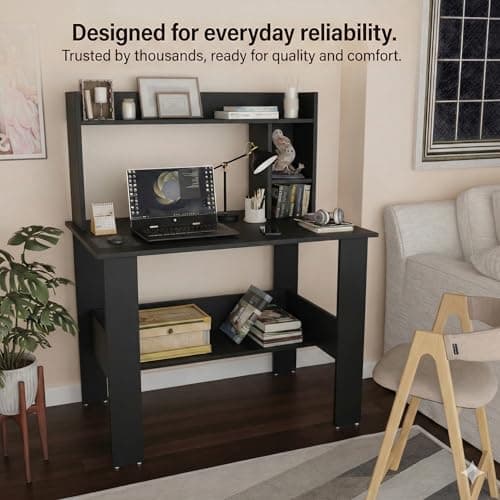 Spyder Craft Portable Work from Home Study Desk Engineered Wood Office Table Engineered Wood Multipurpose Table (Free Standing, Finish Color - Black, DIY(Do-It-Yourself)) 5